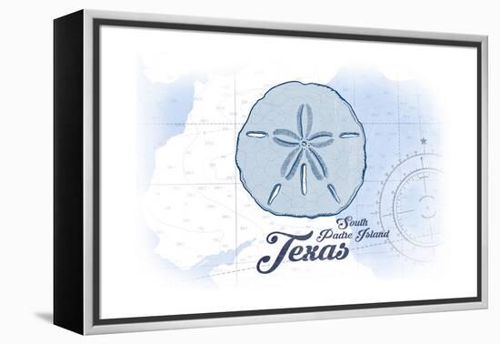 South Padre Island, Texas - Sand Dollar - Blue - Coastal Icon-Lantern Press-Framed Stretched Canvas