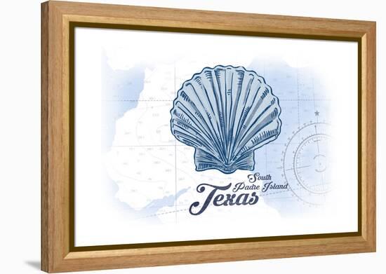 South Padre Island, Texas - Scallop Shell - Blue - Coastal Icon-Lantern Press-Framed Stretched Canvas