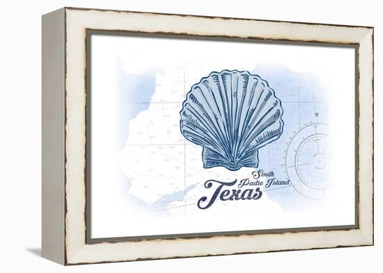 South Padre Island, Texas - Scallop Shell - Blue - Coastal Icon-Lantern Press-Framed Stretched Canvas