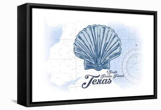 South Padre Island, Texas - Scallop Shell - Blue - Coastal Icon-Lantern Press-Framed Stretched Canvas