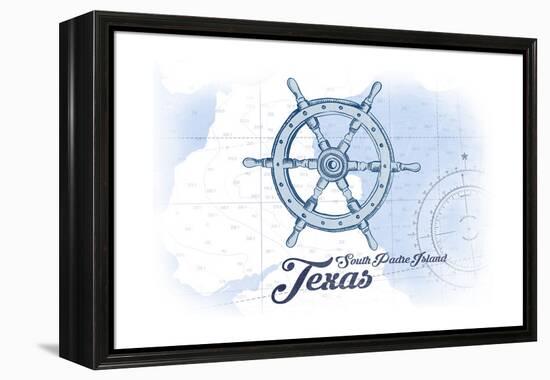 South Padre Island, Texas - Ship Wheel - Blue - Coastal Icon-Lantern Press-Framed Stretched Canvas