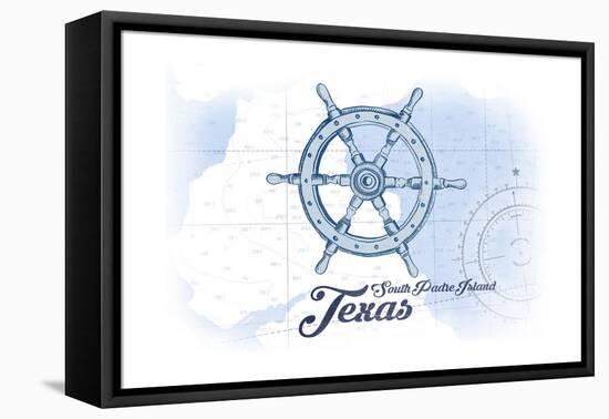 South Padre Island, Texas - Ship Wheel - Blue - Coastal Icon-Lantern Press-Framed Stretched Canvas