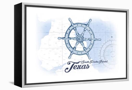 South Padre Island, Texas - Ship Wheel - Blue - Coastal Icon-Lantern Press-Framed Stretched Canvas