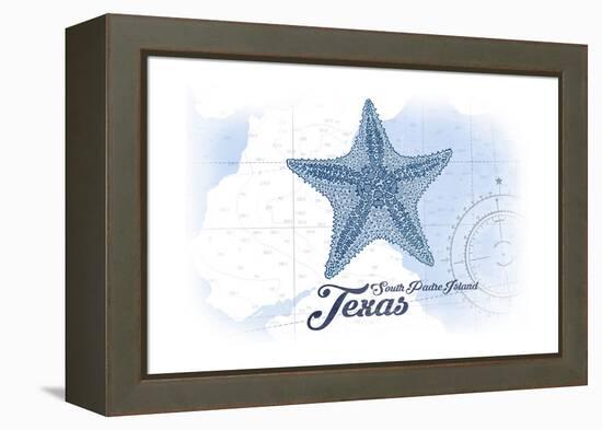 South Padre Island, Texas - Starfish - Blue - Coastal Icon-Lantern Press-Framed Stretched Canvas