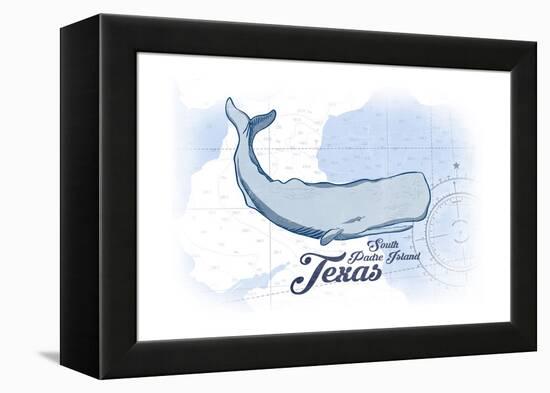 South Padre Island, Texas - Whale - Blue - Coastal Icon-Lantern Press-Framed Stretched Canvas