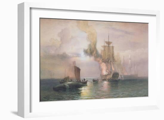 South Sea Whalers Boiling Blubber, with Whale Alongside, C.1875-85-Oswald Walter Brierly-Framed Giclee Print