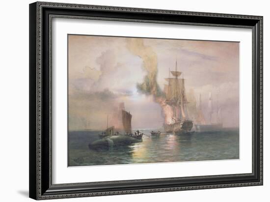 South Sea Whalers Boiling Blubber, with Whale Alongside, C.1875-85-Oswald Walter Brierly-Framed Giclee Print