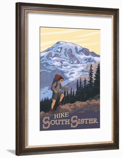 South Sister, Oregon - Hiking Scene-Lantern Press-Framed Art Print