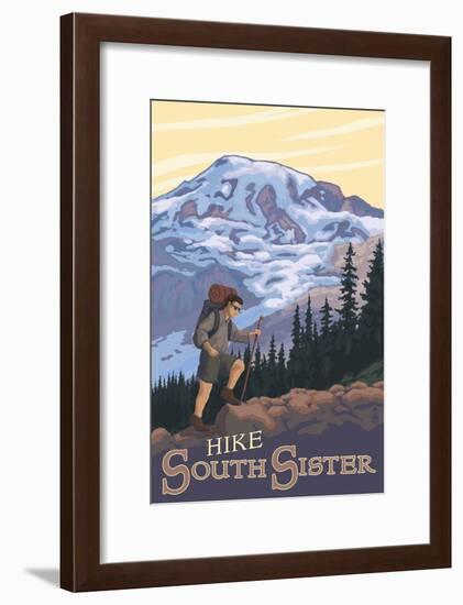 South Sister, Oregon - Hiking Scene-Lantern Press-Framed Art Print