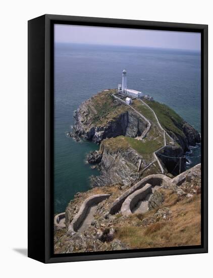 South Stack Lighthouse on the Western Tip of Holy Island, Anglesey-Nigel Blythe-Framed Premier Image Canvas