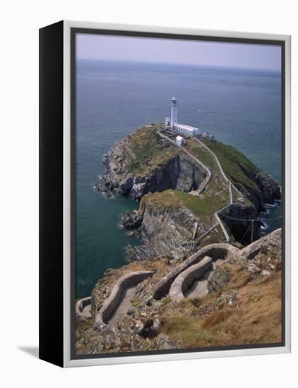 South Stack Lighthouse on the Western Tip of Holy Island, Anglesey-Nigel Blythe-Framed Premier Image Canvas