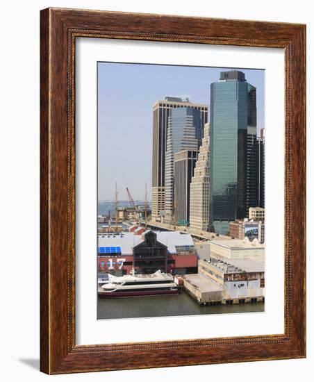 South Street Seaport and Lower Manhattan Buildings-Amanda Hall-Framed Photographic Print