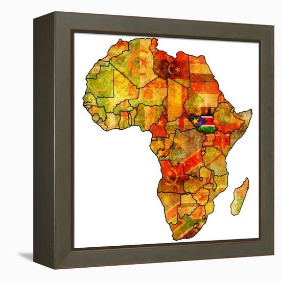 South Sudan on Actual Map of Africa-michal812-Framed Stretched Canvas