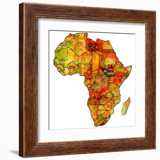 South Sudan on Actual Map of Africa-michal812-Framed Art Print