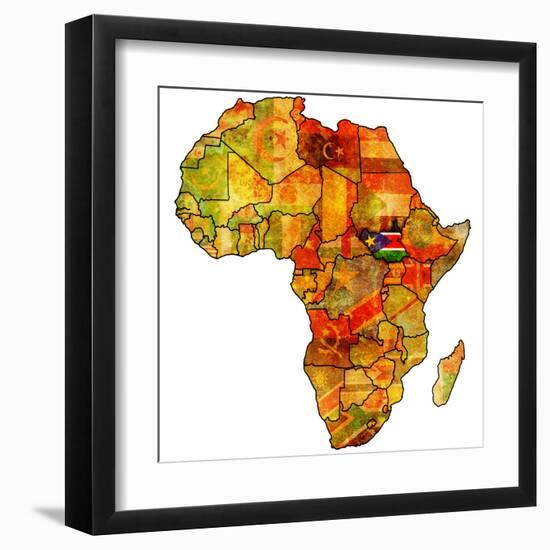 South Sudan on Actual Map of Africa-michal812-Framed Art Print