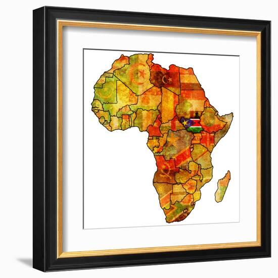 South Sudan on Actual Map of Africa-michal812-Framed Art Print