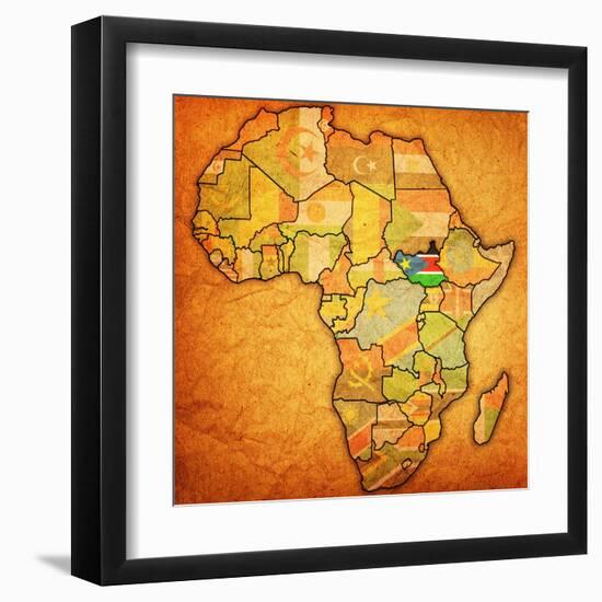 South Sudan on Actual Map of Africa-michal812-Framed Art Print