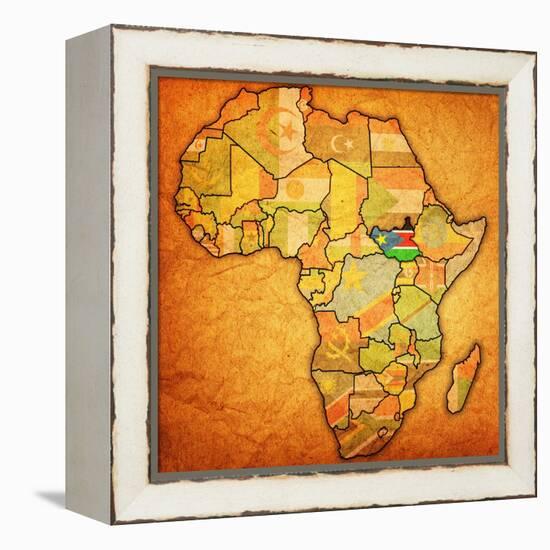 South Sudan on Actual Map of Africa-michal812-Framed Stretched Canvas