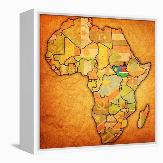 South Sudan on Actual Map of Africa-michal812-Framed Stretched Canvas