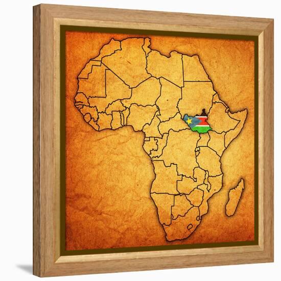 South Sudan on Actual Map of Africa-michal812-Framed Stretched Canvas