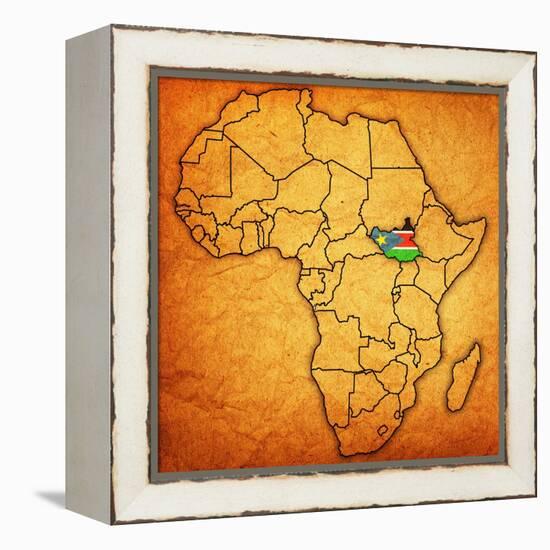 South Sudan on Actual Map of Africa-michal812-Framed Stretched Canvas