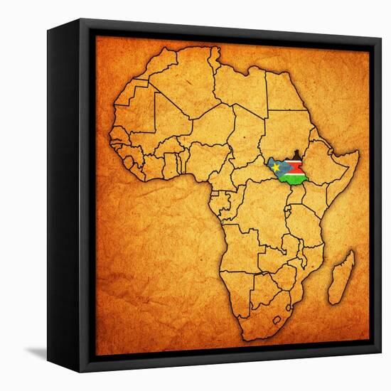 South Sudan on Actual Map of Africa-michal812-Framed Stretched Canvas