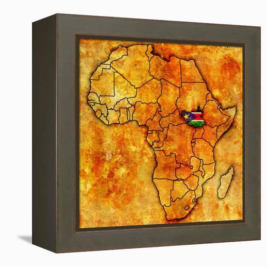 South Sudan on Actual Map of Africa-michal812-Framed Stretched Canvas