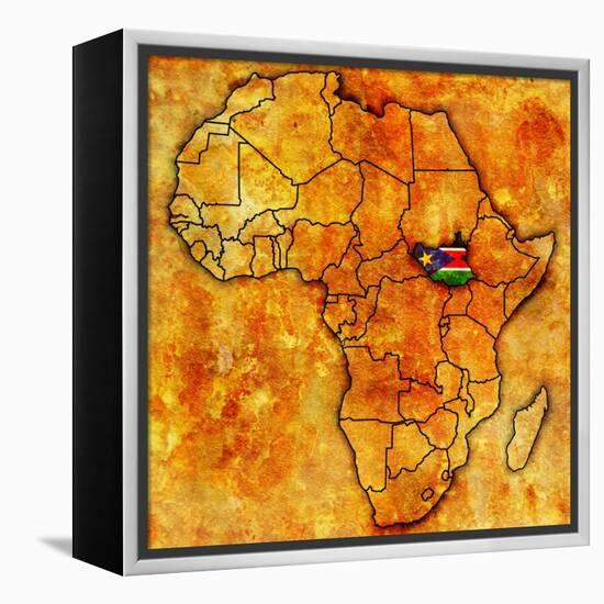 South Sudan on Actual Map of Africa-michal812-Framed Stretched Canvas