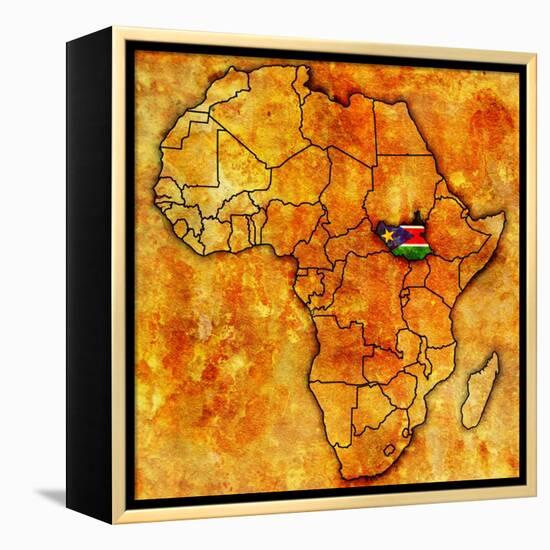 South Sudan on Actual Map of Africa-michal812-Framed Stretched Canvas