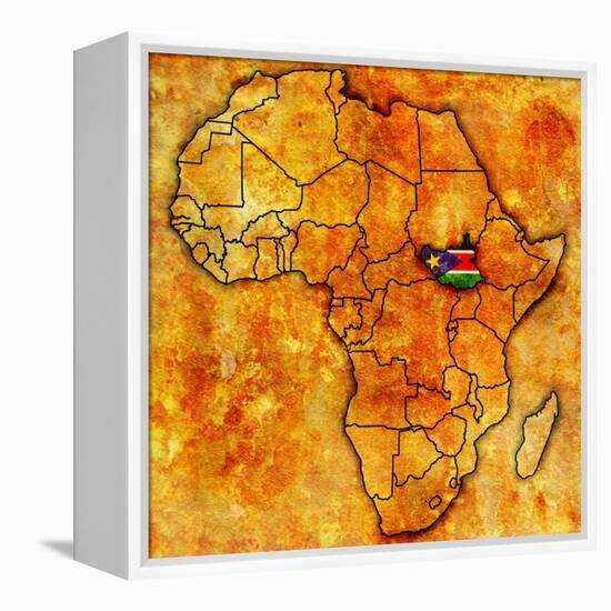 South Sudan on Actual Map of Africa-michal812-Framed Stretched Canvas