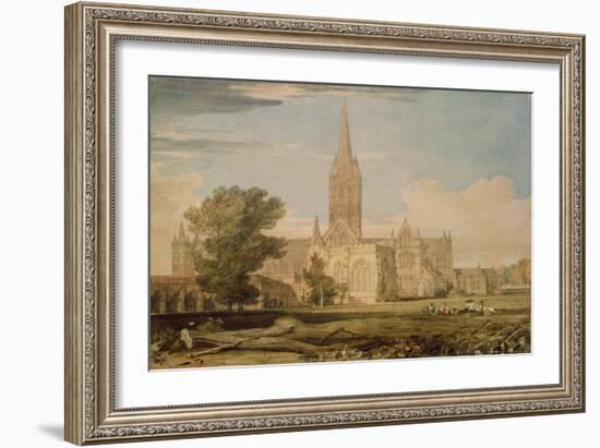 South View of Salisbury Cathedral, 1797-98 (Pencil & W/C on Paper)-Joseph Mallord William Turner-Framed Giclee Print