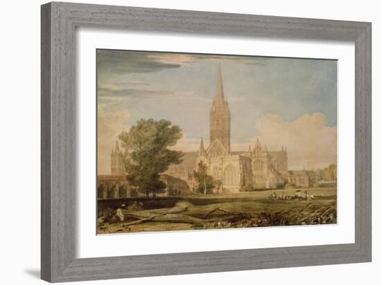 South View of Salisbury Cathedral, 1797-98 (Pencil & W/C on Paper)-Joseph Mallord William Turner-Framed Giclee Print