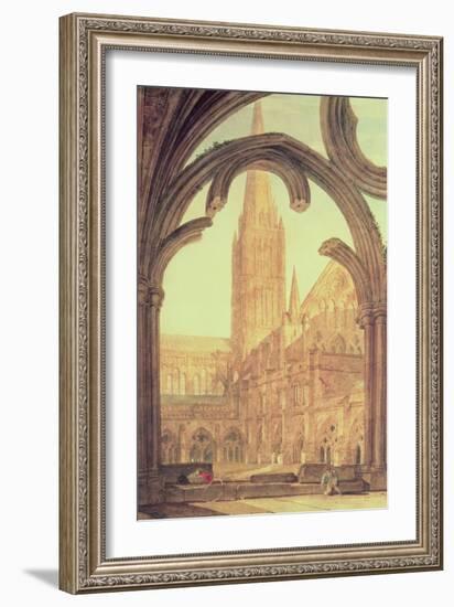 South View of Salisbury Cathedral from the Cloisters-J. M. W. Turner-Framed Giclee Print