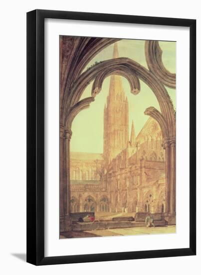 South View of Salisbury Cathedral from the Cloisters-J. M. W. Turner-Framed Giclee Print
