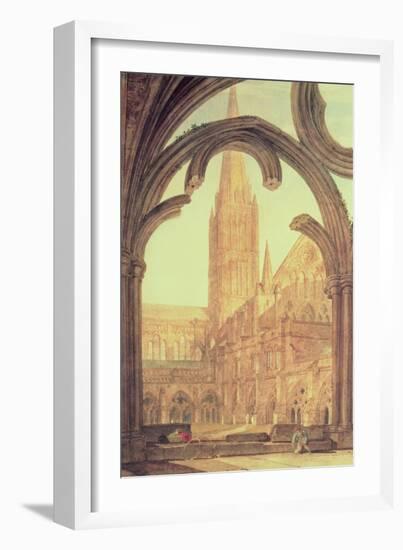 South View of Salisbury Cathedral from the Cloisters-J. M. W. Turner-Framed Giclee Print