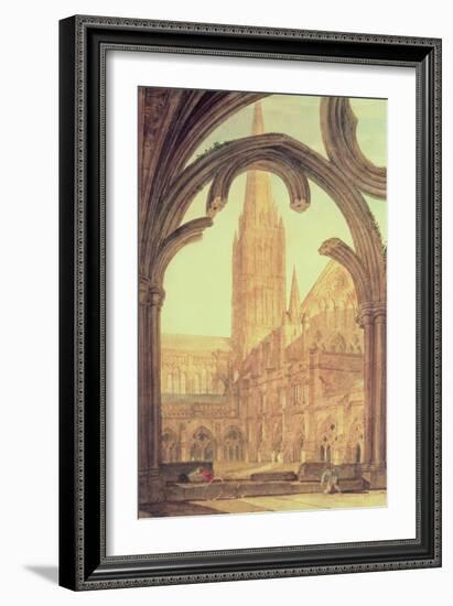 South View of Salisbury Cathedral from the Cloisters-J. M. W. Turner-Framed Giclee Print