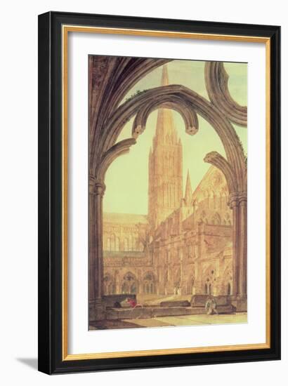 South View of Salisbury Cathedral from the Cloisters-J. M. W. Turner-Framed Giclee Print