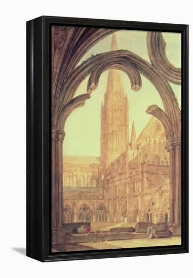 South View of Salisbury Cathedral from the Cloisters-J. M. W. Turner-Framed Premier Image Canvas