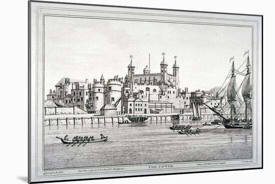 South View of the Tower of London with Boats on the River Thames, 1795-Joseph Constantine Stadler-Mounted Giclee Print