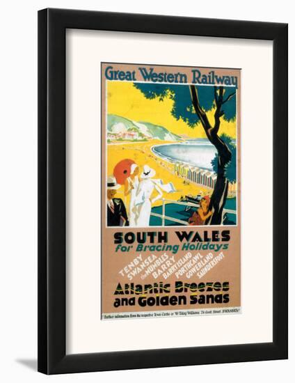 South Wales for Bracing Holidays, Atlantic Breezes and Golden Sands-null-Framed Art Print