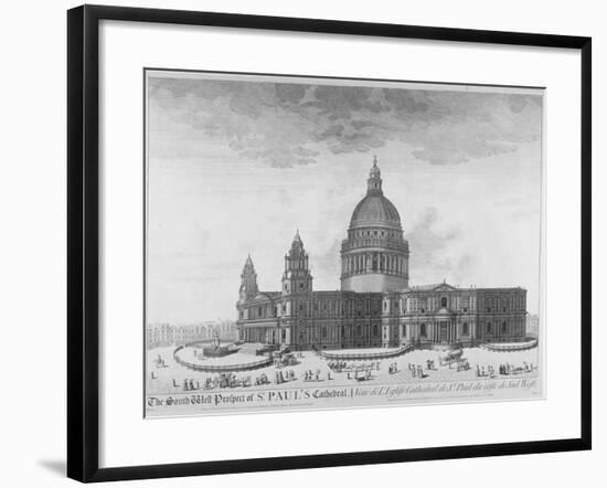 South-West View of St Paul's Cathedral, City of London, 1750-null-Framed Giclee Print