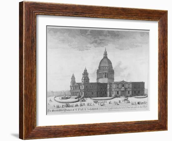 South-West View of St Paul's Cathedral, City of London, 1750-null-Framed Giclee Print