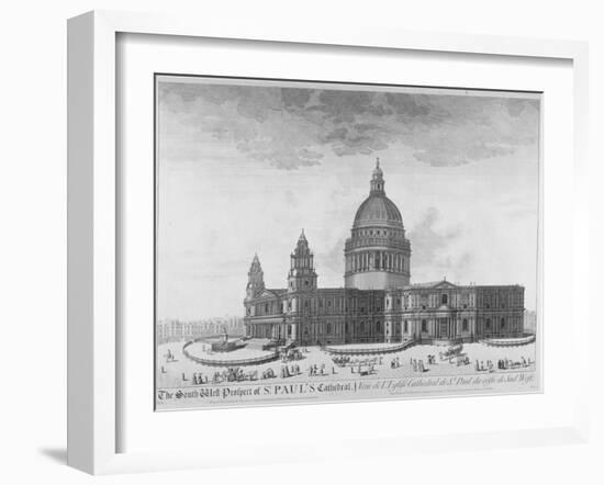 South-West View of St Paul's Cathedral, City of London, 1750-null-Framed Giclee Print