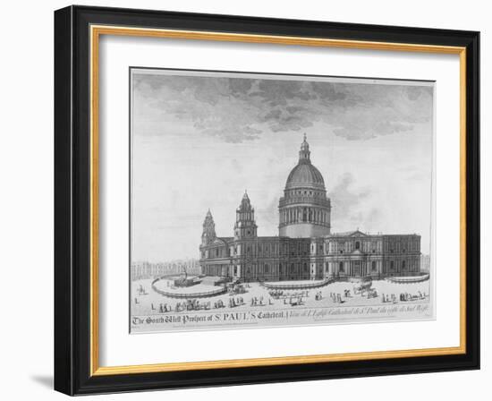 South-West View of St Paul's Cathedral, City of London, 1750-null-Framed Giclee Print