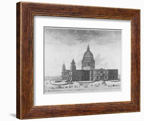 South-West View of St Paul's Cathedral, City of London, 1750-null-Framed Giclee Print