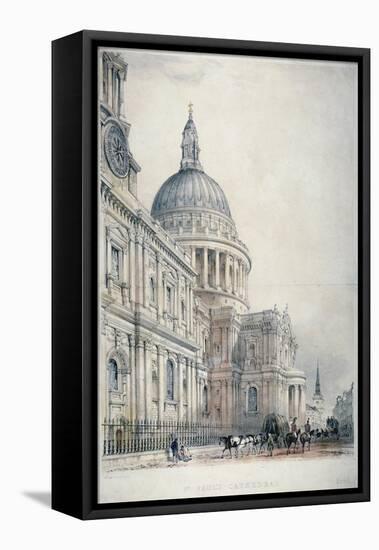 South-West View of St Paul's Cathedral from St Paul's Churchyard, City of London, 1842-Charles Walter Radclyffe-Framed Premier Image Canvas