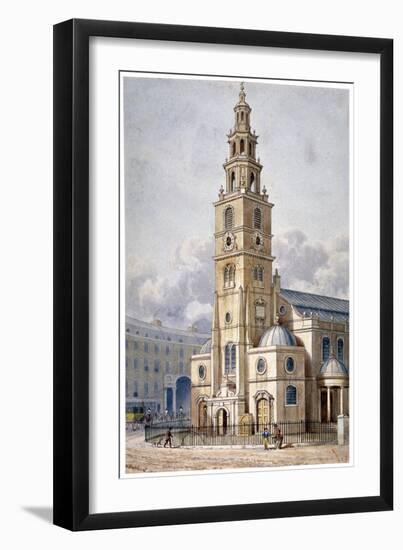 South-West View of the Church of St Clement Danes, Westminster, London, 1814-Thomas Hosmer Shepherd-Framed Giclee Print