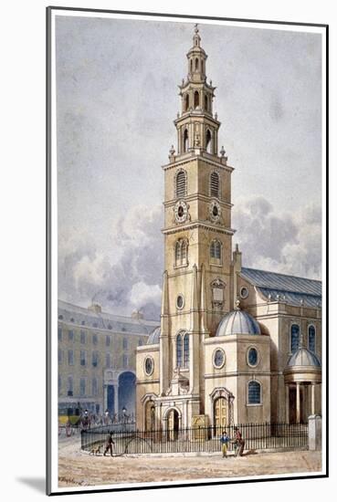 South-West View of the Church of St Clement Danes, Westminster, London, 1814-Thomas Hosmer Shepherd-Mounted Giclee Print