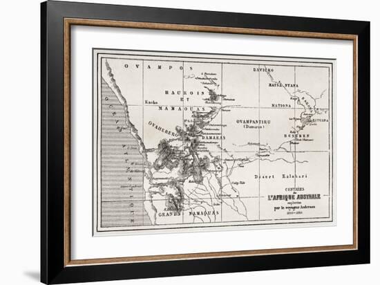 South Western Africa Old Map-marzolino-Framed Art Print