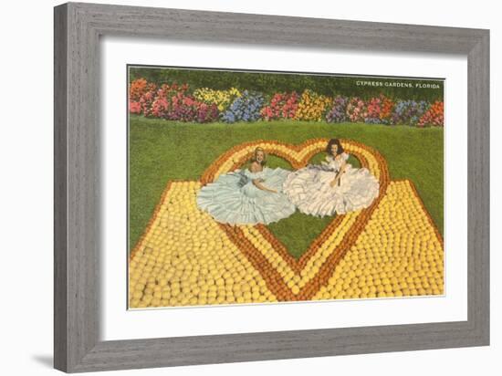Southern Belles with Grapefruit Display, Cypress Gardens, Florida-null-Framed Art Print